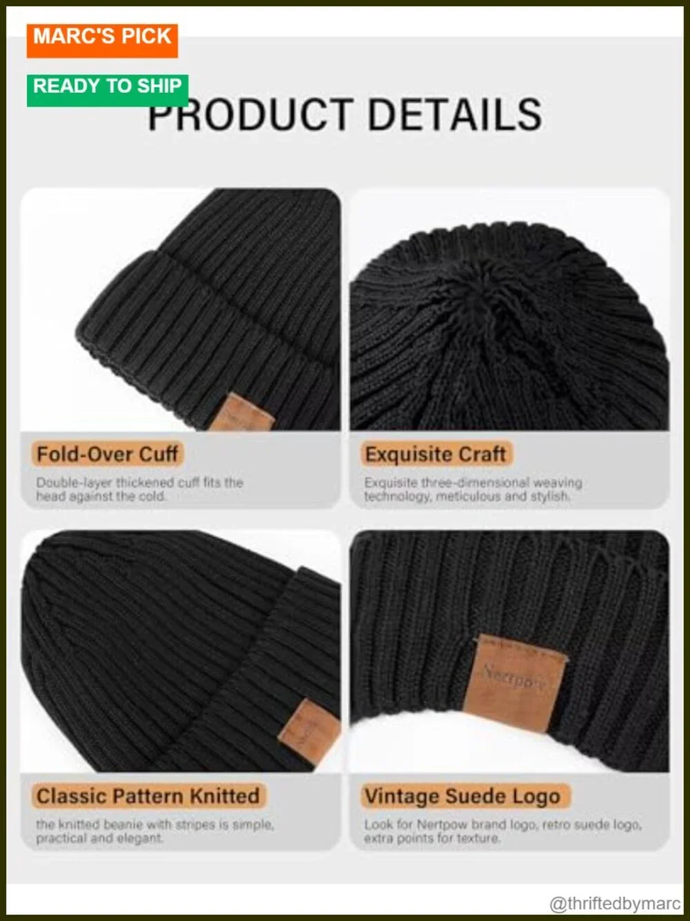 Winter Beanie Hats 3 Pack Fleece Lined Thermal Knit Skull Caps Unisex